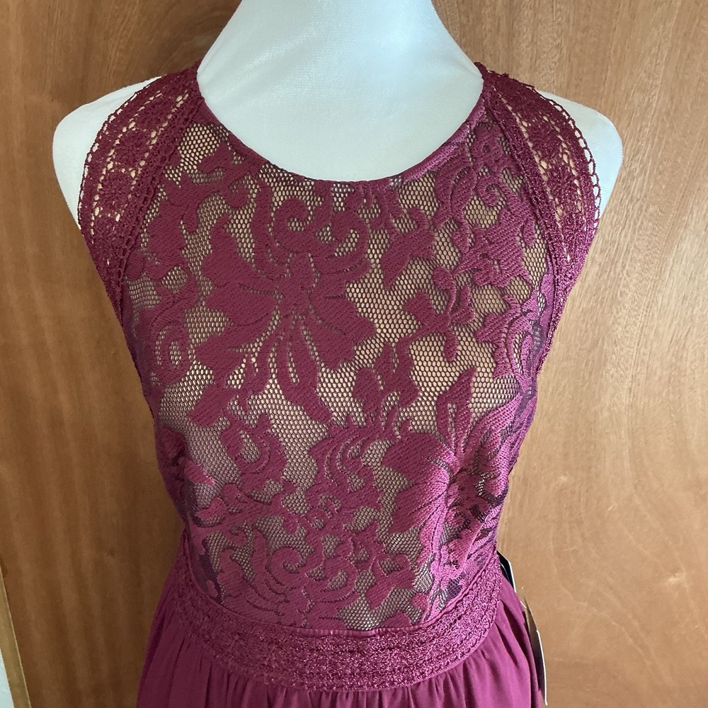 Lulus Forever Always Burgundy Lace Maxi Formal Wedding Dress Size L NEW W/‎ TAGS - Picture 4 of 15